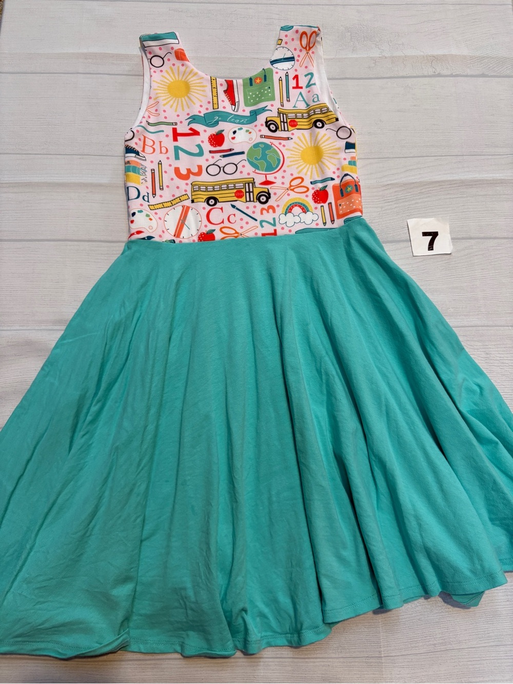 Malia and Kai School-Themed Turquoise Twirl Dress for Girls